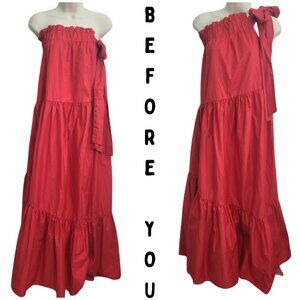 BEFORE YOU With Love Red Sleeveless Ruffles Tiered Maxi Dress - Women's XS